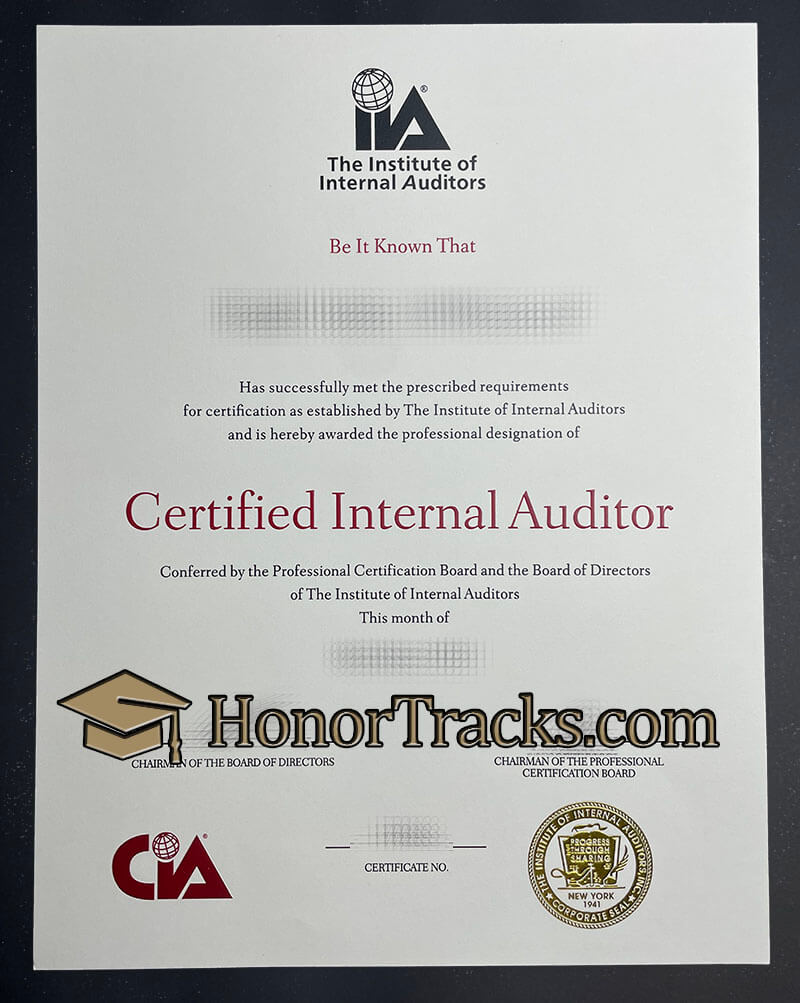 Institute of Internal Auditors Certificate