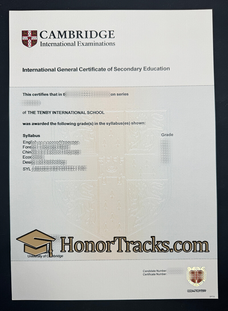 Buy Cambridge IGCSE certificate