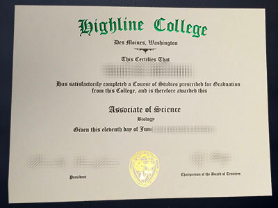 fake Highline College diploma