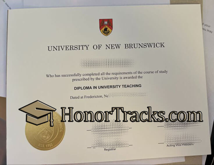 fake University of New Brunswick diploma